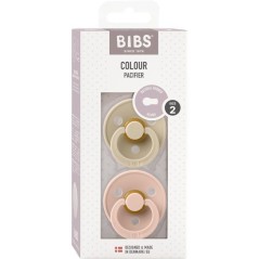 Sucette bébé - BIBS - Colour - Embout rond - Pack de 2 - Caoutchouc naturel - Taille 2 Vanilla Blush