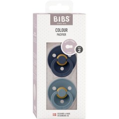 Sucette bébé - BIBS - Colour - Embout rond - Pack de 2 - Caoutchouc naturel - Taille 2 Deep Space Petrol