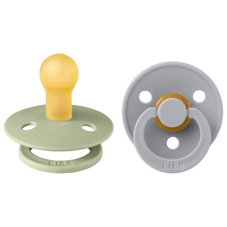 Sucette bébé - BIBS - Colour - Embout rond - Pack de 2 - Caoutchouc naturel - Taille 1 Sage Cloud