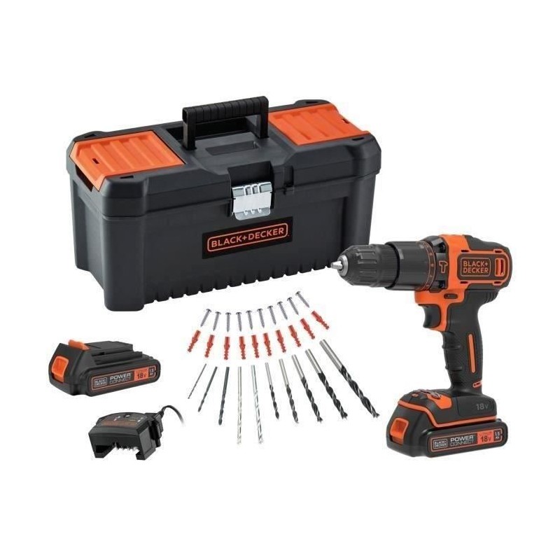 Perceuse a percussion sans fil - 18V - BLACK+DECKER - BDCHD18C2TA-QW Perceuse a percussion sans fil - 18V - BLACK+DECKER - BDCHD18C2TA-QW