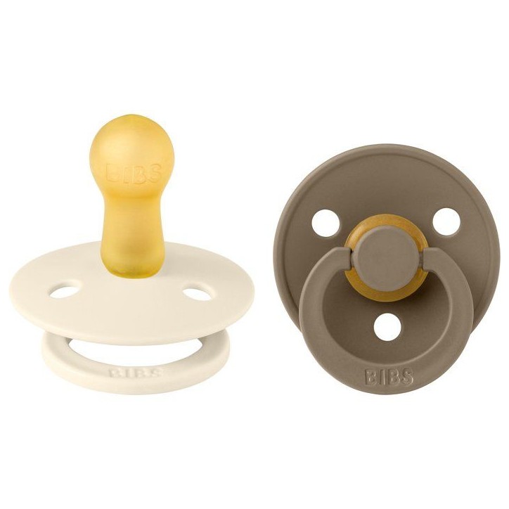 Sucette bébé - BIBS - Colour - Embout rond - Pack de 2 - Caoutchouc naturel - Taille 2 Ivory Dark Oak