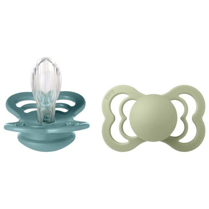 Sucette bébé - BIBS Supreme - Symétrique - T1 - Silicone - Island Sea Sage - Pack de 2