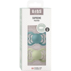 Sucette bébé - BIBS Supreme - Symétrique - T1 - Silicone - Island Sea Sage - Pack de 2