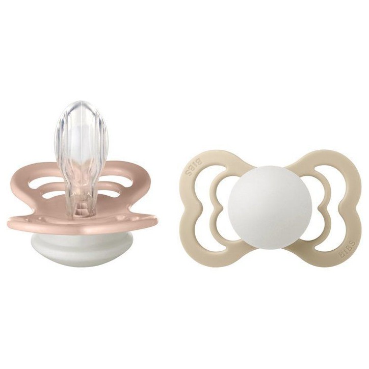 Sucette bébé - BIBS Supreme - Symétrique - T2 - Silicone - Blush Vanilla - Pack de 2