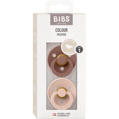 Sucette bébé - BIBS - Colour - Embout anatomique - Pack de 2 - Caoutchouc naturel - Taille 1 Blush Woodchuck