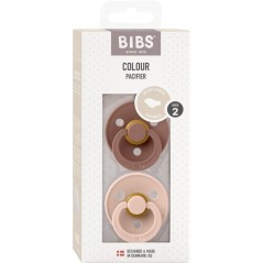 Sucette bébé - BIBS - Colour - Embout anatomique - Pack de 2 - Caoutchouc naturel - Taille 2 Blush Woodchuck