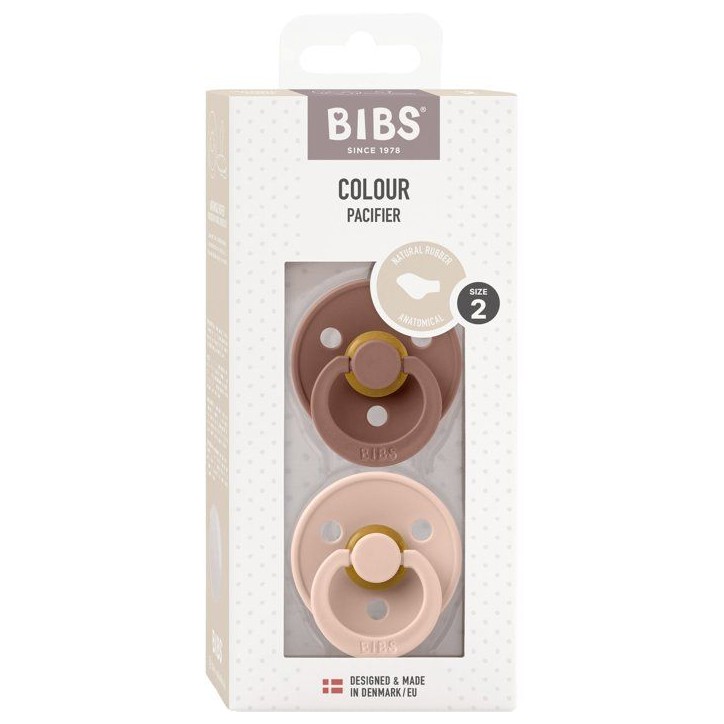 Sucette bébé - BIBS - Colour - Embout anatomique - Pack de 2 - Caoutchouc naturel - Taille 2 Blush Woodchuck