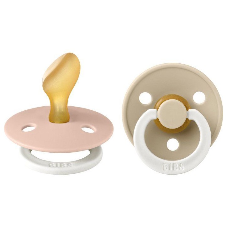 Sucette bébé - BIBS - Colour - Embout anatomique phosphorescent - Pack de 2 - Caoutchouc naturel - Taille 2 Blush Vanille