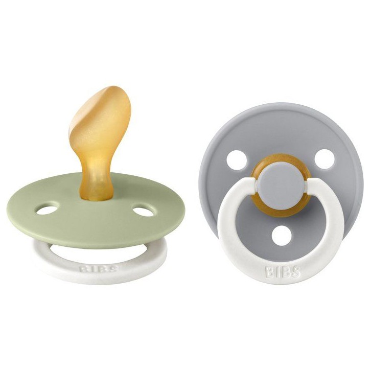 Sucette bébé - BIBS Colour - Anatomique - T2 - Phosphorescente - Caoutchouc naturel - Sage Cloud - Pack de 2 Sucette bébé - BIBS Colour - Anatomique - T2 - Phosphorescente - Caoutchouc naturel - Sage Cloud - Pack de 2