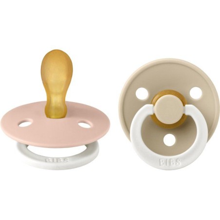 Sucette bébé - BIBS Colour - Symétrique - T2 - Silicone - Phosphorescente - Blush Vanilla - Pack de 2