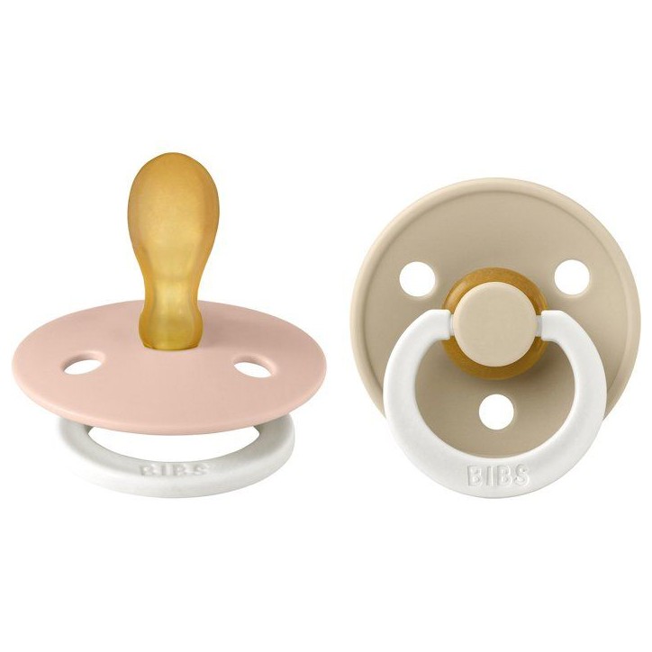 Sucette bébé - BIBS Colour - Symétrique - T2 - Silicone - Phosphorescente - Blush Vanilla - Pack de 2