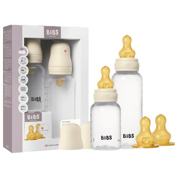 Biberon bébé - BIBS Grow & Flow - Embout rond - Caoutchouc naturel - 150 ml & 270 ml - Ivory - Pack de 2 Biberon bébé - BIBS Grow & Flow - Embout rond - Caoutchouc naturel - 150 ml & 270 ml - Ivory - Pack de 2