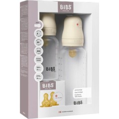 Biberon bébé - BIBS Grow & Flow - Embout rond - Caoutchouc naturel - 150 ml & 270 ml - Ivory - Pack de 2