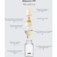 Biberon bébé - BIBS Grow & Flow - Embout rond - Caoutchouc naturel -