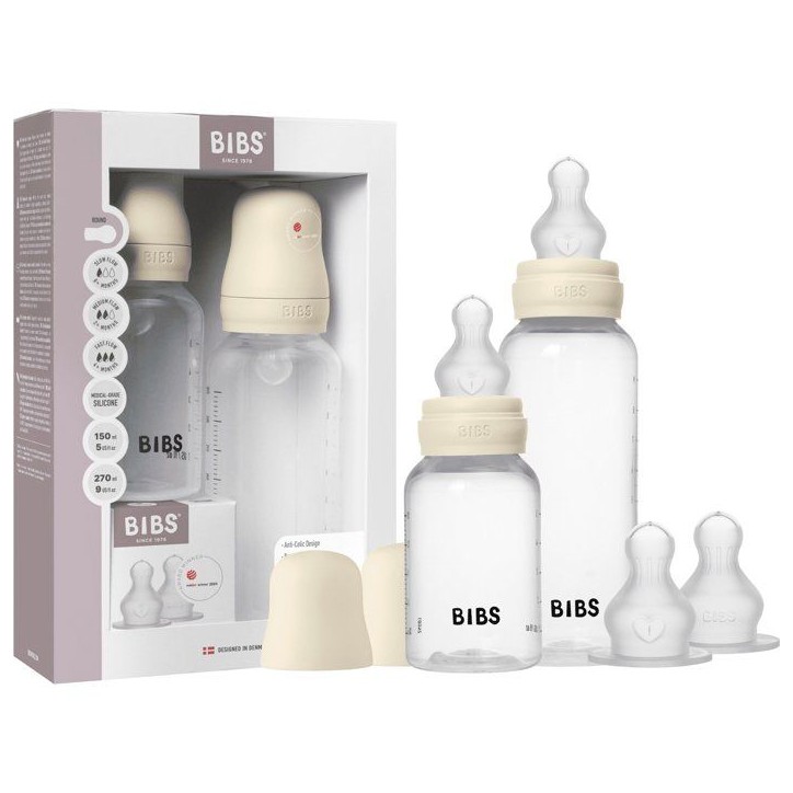Biberon bébé - BIBS Grow & Flow - Embout rond - Silicone - 150 ml & 270 ml - Ivory - Pack de 2 Biberon bébé - BIBS Grow & Flow - Embout rond - Silicone - 150 ml & 270 ml - Ivory - Pack de 2