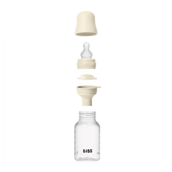 Biberon bébé - BIBS - Embout rond - Silicone - 150 ml - Débit moyen - Ivory