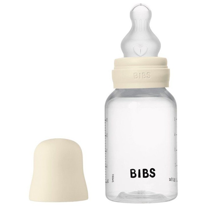 Biberon bébé - BIBS - Embout rond - Silicone - 150 ml - Débit moyen - Ivory