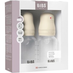 Biberon bébé - BIBS - Embout rond - Silicone - 150 ml - Débit lent - Ivory - Pack de 2