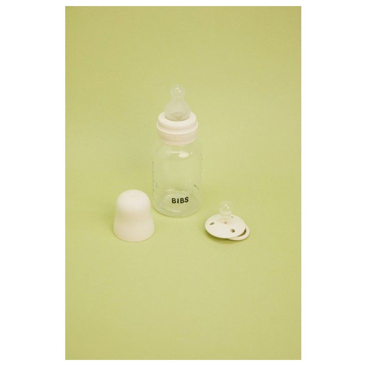 Biberon bébé - BIBS - Embout rond - Silicone - 150 ml - Débit lent - Ivory - Pack de 2