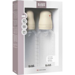 Biberon bébé - BIBS - Embout rond - Silicone - 270 ml - Débit moyen - Ivory - Pack de 2