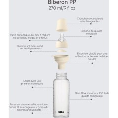 Biberon bébé - BIBS - Embout rond - Silicone - 270 ml - Débit moyen