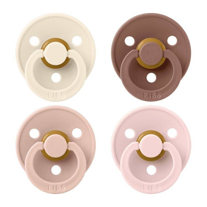 Sucette bébé - BIBS - Colour - Embout rond - Pack de 4 - Caoutchouc