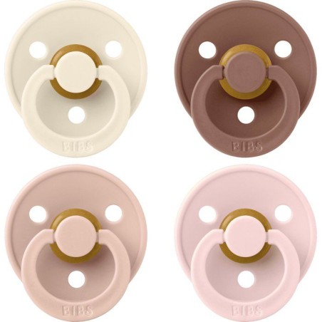 Sucette bébé - BIBS - Colour - Embout rond - Pack de 4 - Caoutchouc
