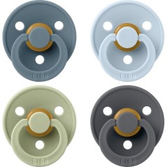 Sucette bébé - BIBS - Colour - Embout rond - Pack de 4 - Caoutchouc