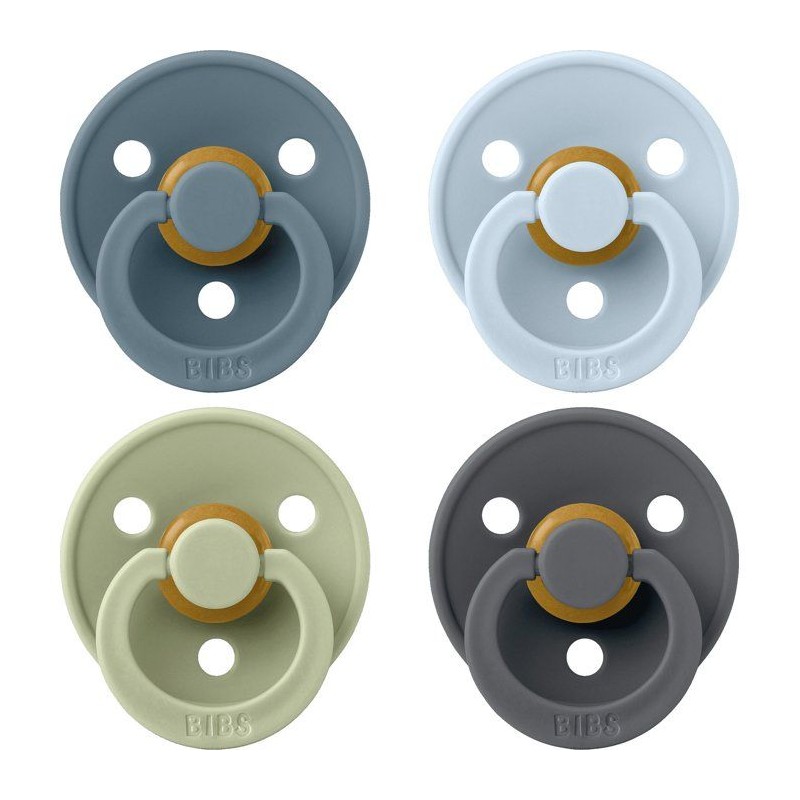 Sucette bébé - BIBS - Colour - Embout rond - Pack de 4 - Caoutchouc