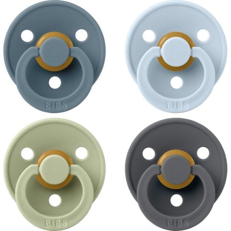 Sucette bébé - BIBS - Colour - Embout rond - Pack de 4 - Caoutchouc