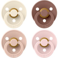 Sucette bébé - BIBS - Colour - Embout rond - Pack de 4 - Caoutchouc