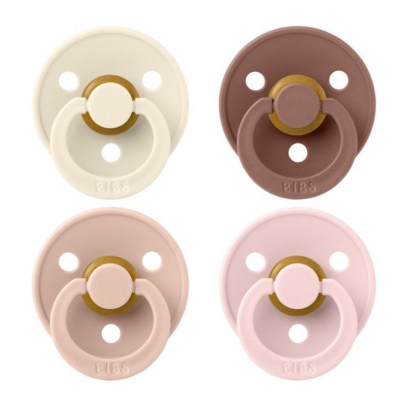Sucette bébé - BIBS - Colour - Embout rond - Pack de 4 - Caoutchouc