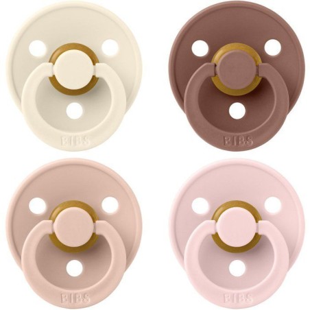 Sucette bébé - BIBS - Colour - Embout rond - Pack de 4 - Caoutchouc