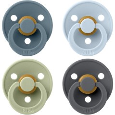 Sucette bébé - BIBS - Colour - Embout rond - Pack de 4 - Caoutchouc