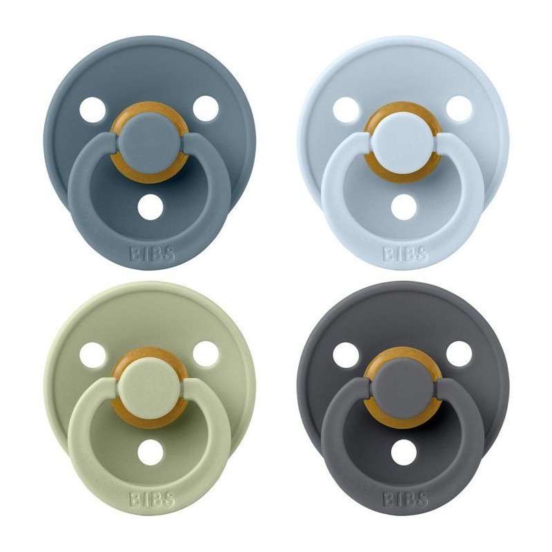 Sucette bébé - BIBS - Colour - Embout rond - Pack de 4 - Caoutchouc