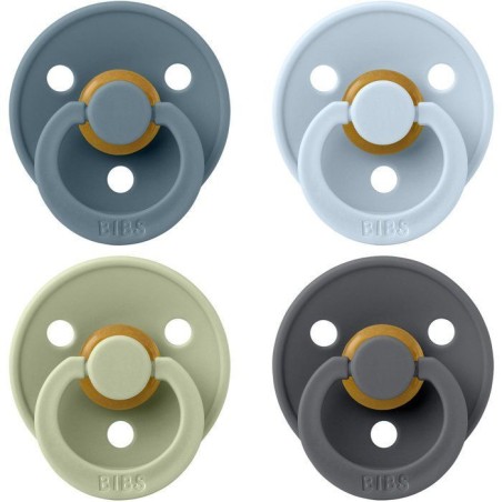 Sucette bébé - BIBS - Colour - Embout rond - Pack de 4 - Caoutchouc