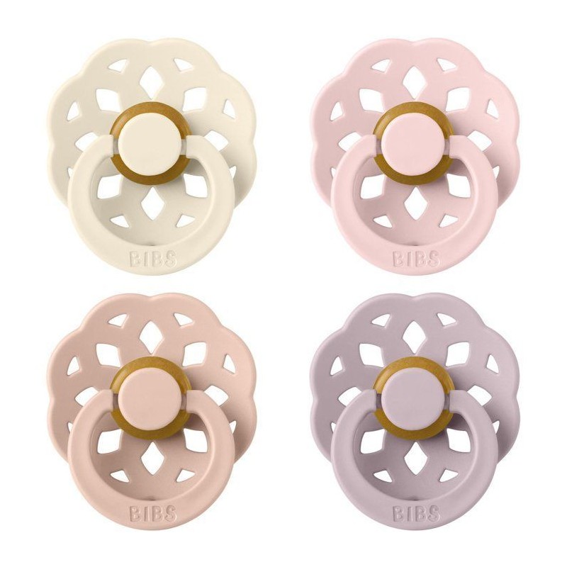 Sucette bébé - BIBS - Boheme - Embout rond - Pack de 4 - Caoutchouc