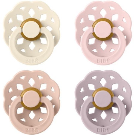 Sucette bébé - BIBS - Boheme - Embout rond - Pack de 4 - Caoutchouc