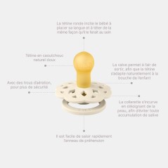 Sucette bébé - BIBS - Boheme - Embout rond - Pack de 4 - Caoutchouc