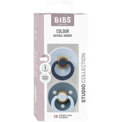 Sucette bébé - BIBS Studio Colour - Ronde - T1 - Caoutchouc naturel