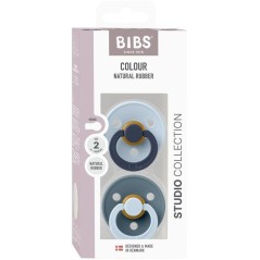 Sucette bébé - BIBS Studio Colour - Ronde - T2 - Caoutchouc naturel