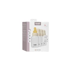 Biberon bébé - BIBS - Embout rond - Caoutchouc naturel - 150 ml - Débit lent - Ivory - Pack de 2