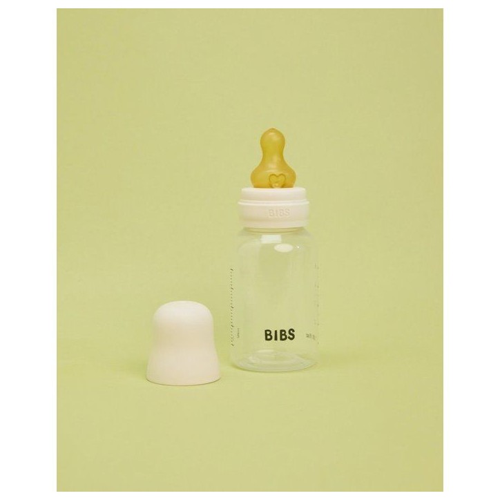 Biberon bébé - BIBS - Embout rond - Caoutchouc naturel - 150 ml - Débit lent - Ivory - Pack de 2