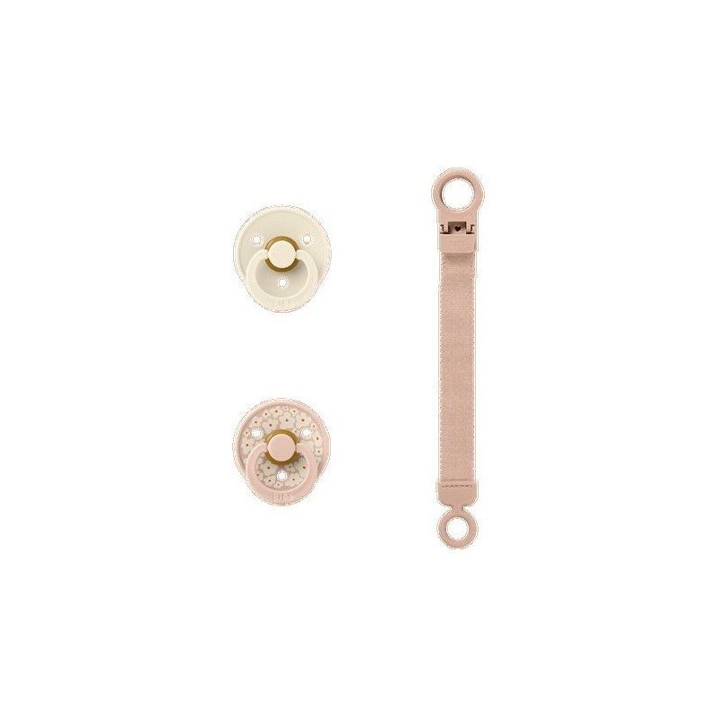 Coffret cadeau bébé - BIBS Sucette & attache - Embout rond - T1 - Bl