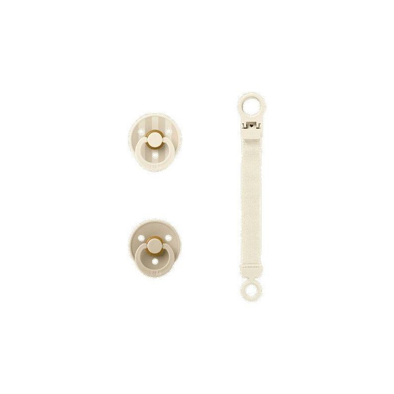 Coffret cadeau bébé - BIBS Sucette & attache - Embout rond - T1 - Iv