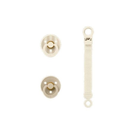 Coffret cadeau bébé - BIBS Sucette & attache - Embout rond - T1 - Iv