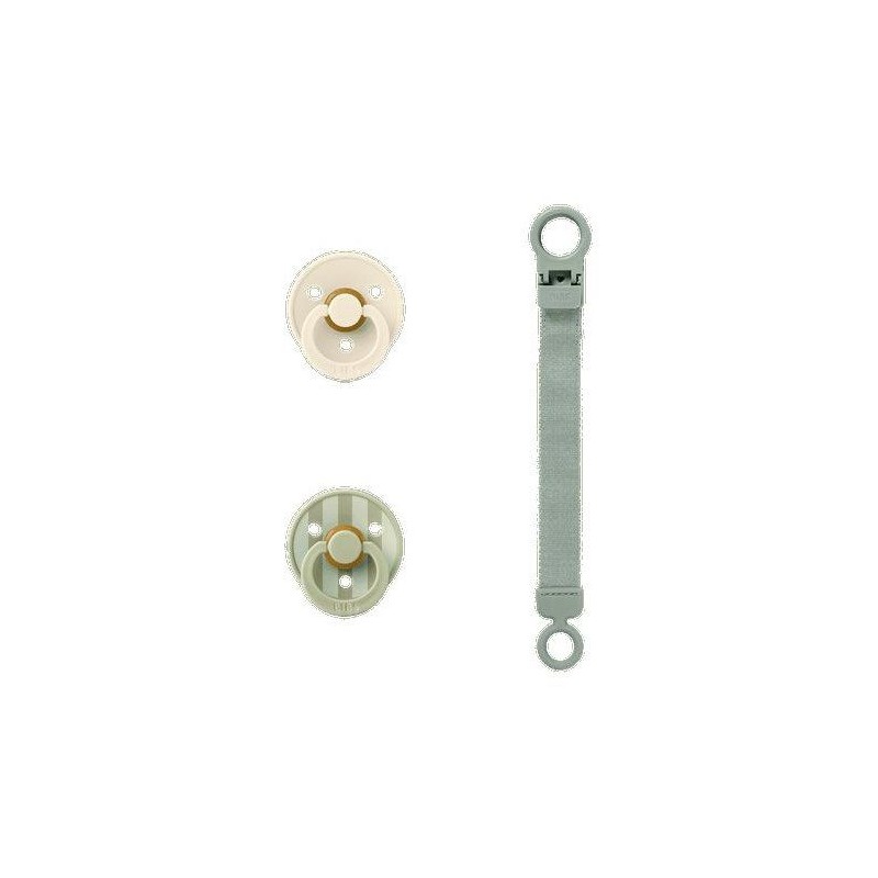 Coffret cadeau bébé - BIBS Sucette & attache - Embout rond - T1 - Sa