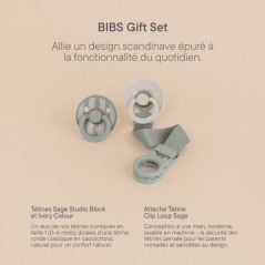 Coffret cadeau bébé - BIBS Sucette & attache - Embout rond - T1 - Sa
