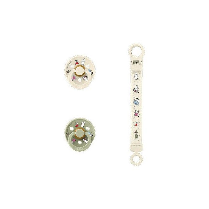 Coffret cadeau bébé - BIBS x Moomins - Sucette & attache - Caoutchouc naturel - T2 - Ivory Coffret cadeau bébé - BIBS x Moomins - Sucette & attache - Caoutchouc naturel - T2 - Ivory