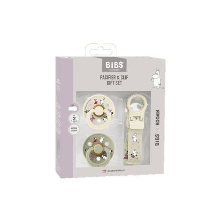 Coffret cadeau bébé - BIBS x Moomins - Sucette & attache - Caoutchouc naturel - T2 - Ivory